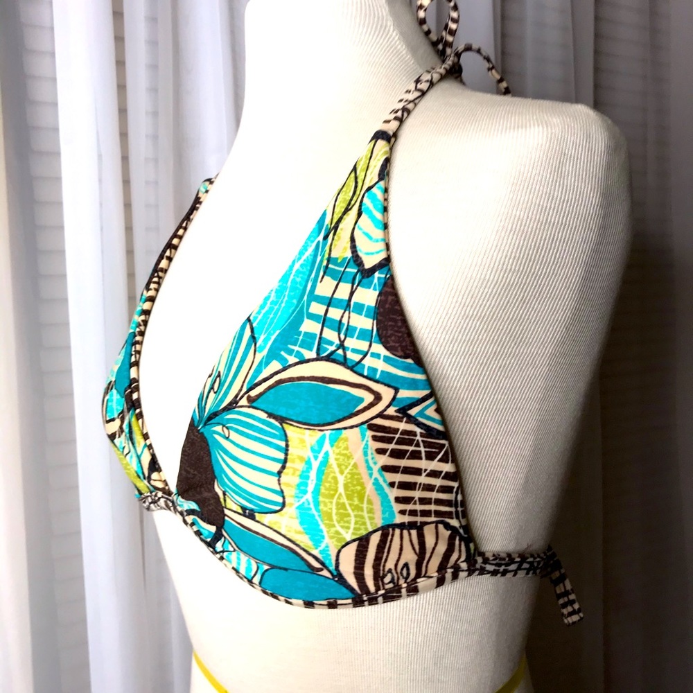 Reversible turquoise Art Deco padded bikini top L - Picture 10 of 13